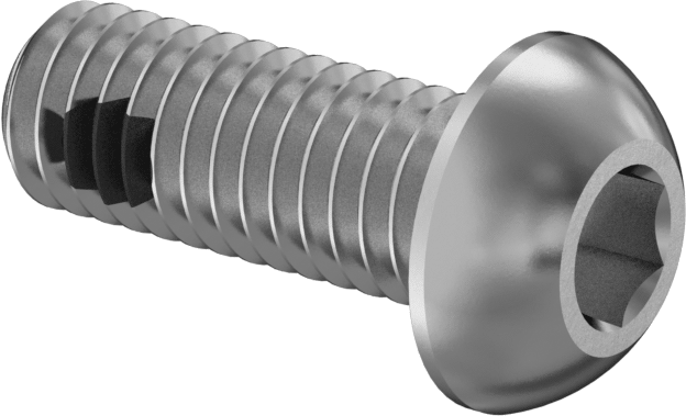 Diş Kilitlemeli Paslanmaz Çelik Düğme Başlı Altıgen Tahrikli Vida, M6 x 1 mm Diş Boyutu, 16 mm Uzunluk