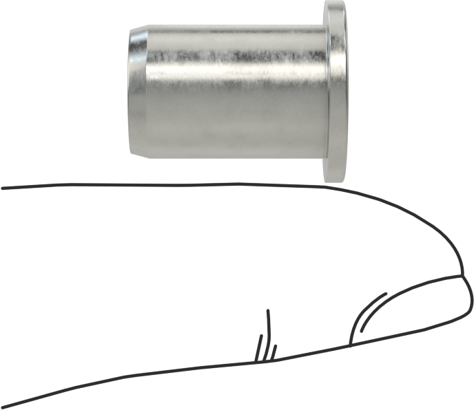 18-8 Paslanmaz Çelik Perçin Somunu, M8 x 1,25 mm Diş, 16 mm Uzunluk