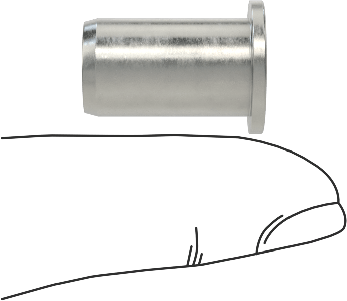 18-8 Paslanmaz Çelik Perçin Somunu, M8 x 1,25 mm Diş, 18,5 mm Uzunluk