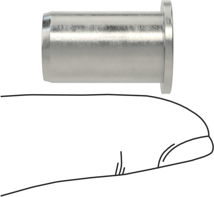 18-8 Paslanmaz Çelik Perçin Somunu, M10 x 1,5 mm Diş, 21,5 mm Uzunluk