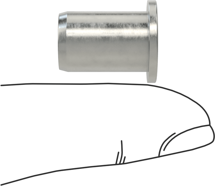 316 Paslanmaz Çelik Perçin Somunu, M8 x 1,25 mm Diş, 16 mm Uzunluk