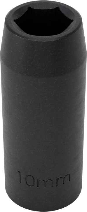 İnce Cidarlı 6 Uçlu Darbeli Lokma Anahtarı, 3/8" Kare Tahrik, 10 mm Boyut, 1-3/4" Toplam Uzunluk