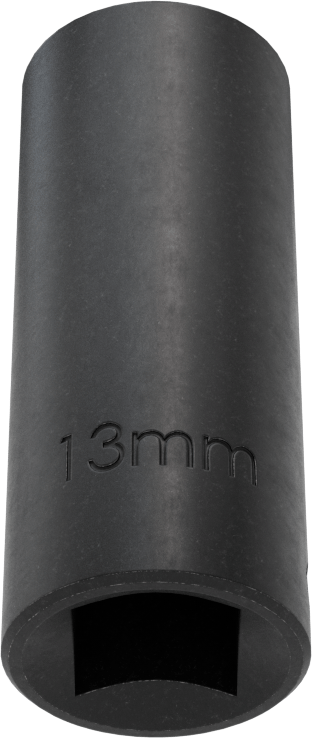 İnce Cidarlı 6 Uçlu Darbeli Lokma Anahtarı, 3/8" Kare Tahrik, 13 mm Boyut, 1-3/4" Toplam Uzunluk