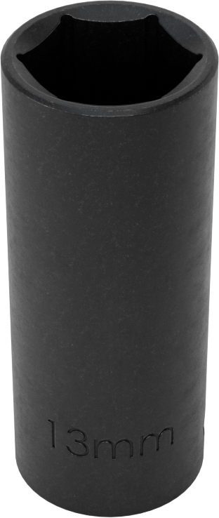 İnce Cidarlı 6 Uçlu Darbeli Lokma Anahtarı, 3/8" Kare Tahrik, 13 mm Boyut, 1-3/4" Toplam Uzunluk