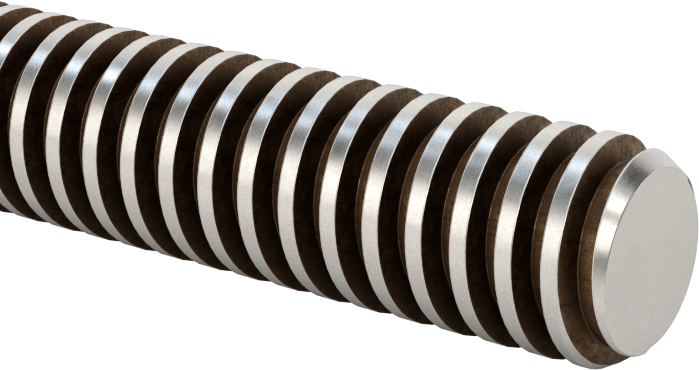 Alaşımlı Çelik Acme Kılavuz Vidası, Sağ El, 3/8"-12 Diş Boyutu, 12" Uzunluk