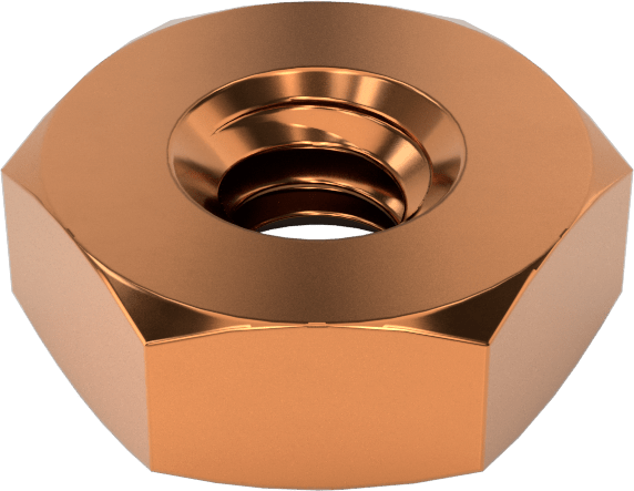 Silikon Bronz Altıgen Somunlar, 4-40 Diş Boyutu, 1/4" Genişlik, 3/32" Yükseklik