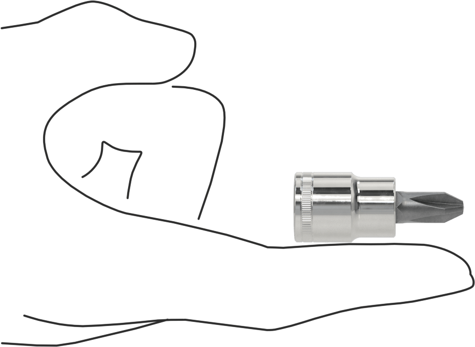 Stubby Phillips Uçlu Soket, 3/8" Kare Tahrik, 1 Numaralı Tahrik Boyutu