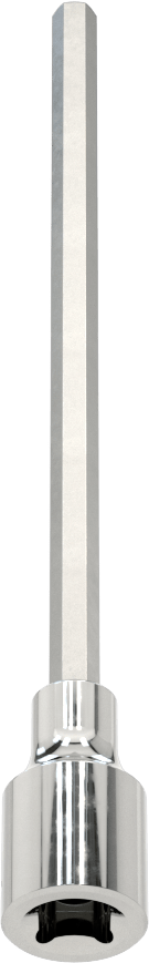 Uzun Menzilli Altıgen Uçlu Soket, 1/4" Kare Tahrik, 4 mm Tahrik Boyutu, 4-1/4" Toplam Uzunluk