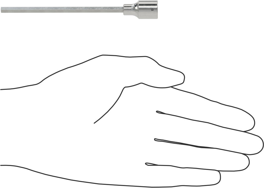 Uzun Menzilli Altıgen Uçlu Soket, 1/4" Kare Tahrik, 4 mm Tahrik Boyutu, 4-1/4" Toplam Uzunluk