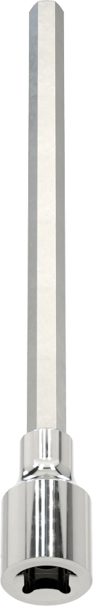 Uzun Menzilli Altıgen Uçlu Soket, 1/4" Kare Tahrik, 5 mm Tahrik Boyutu, 4-1/4" Toplam Uzunluk
