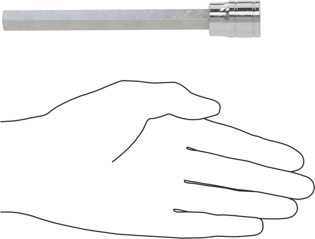 Uzun Menzilli Altıgen Uçlu Soket, 3/8" Kare Tahrik Boyutu, 12 mm Tahrik Boyutu, 6" Toplam Uzunluk