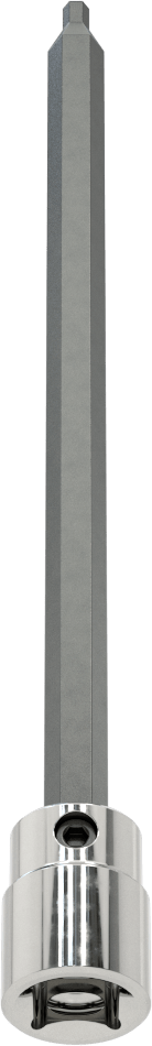 Uzun Menzilli Altıgen Uçlu Soket, 3/8" Kare Tahrik Boyutu, 3 mm Tahrik Boyutu, 6" Toplam Uzunluk