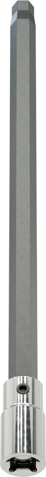 Uzun Menzilli Altıgen Uçlu Soket, 1/4" Kare Tahrik Boyutu, 7/32" Tahrik Boyutu, 6" Toplam Uzunluk