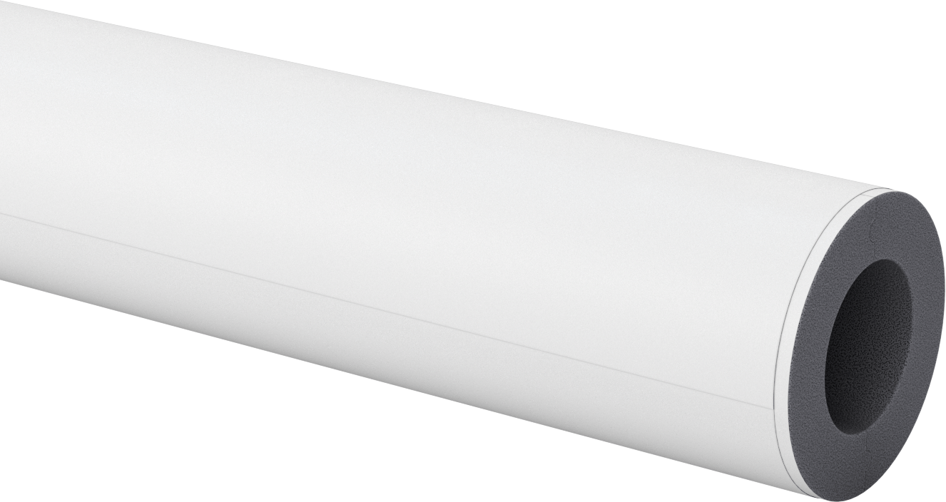 Hafif Melamin Köpük Boru Yalıtımı, 1" Duvar Kalınlığı, 2-1/2" ID, 4 Fit Uzunluk
