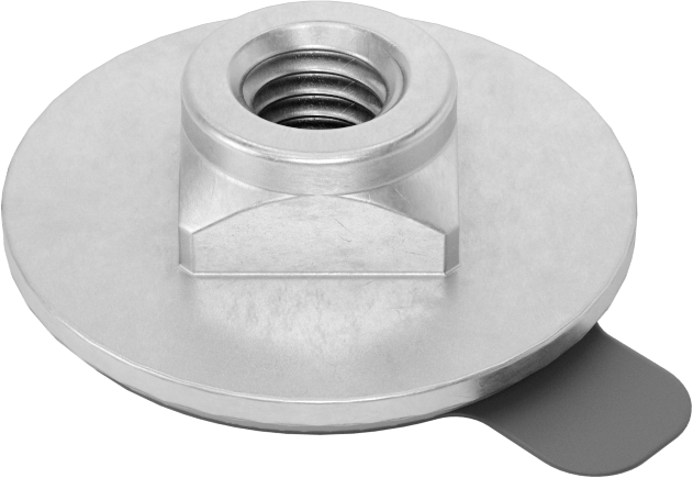 Çinko Kaplamalı Çelik Yapışkan Sırtlı Somunlar, M6 x 1 mm Diş Boyutu, 23 mm Taban Çapı