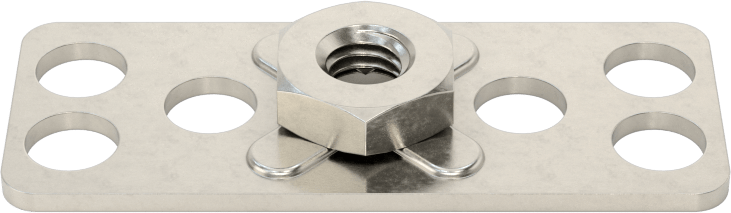 316 Paslanmaz Çelik Dar Tabanlı Yapıştırıcıya Hazır Somunlar, 10-32 Diş Boyutu, 1-1/2“ Uzunluk x 19/32” Genişlik Taban