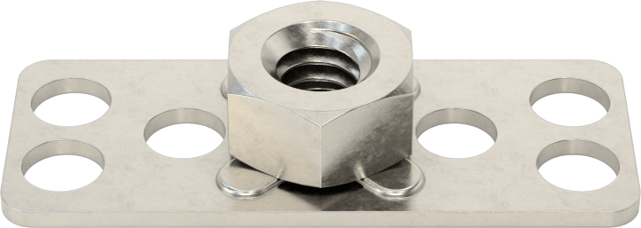 316 Paslanmaz Çelik Dar Tabanlı Yapıştırıcıya Hazır Somunlar, 1/4"-20 Diş Boyutu, 1-1/2“ Uzunluk x 19/32” Genişlik Taban