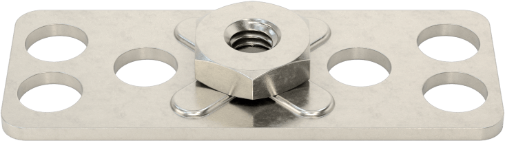 316 Paslanmaz Çelik Dar Tabanlı Yapıştırıcıya Hazır Somunlar, M4 x 0,7 mm Diş Boyutu, 38 mm Uzunluk x 15 mm Genişlik Taban