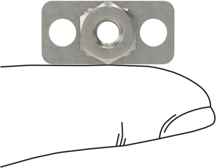 316 Paslanmaz Çelik Dar Tabanlı Yapıştırıcıya Hazır Somunlar, M5 x 0,8 mm Diş Boyutu, 24 mm Uzunluk x 11,5 mm Genişlik Taban