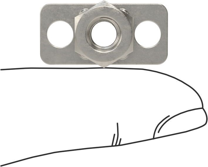 316 Paslanmaz Çelik Dar Tabanlı Yapıştırıcıya Hazır Somunlar, M6 x 1 mm Diş Boyutu, 24 mm Uzunluk x 11,5 mm Genişlik Taban