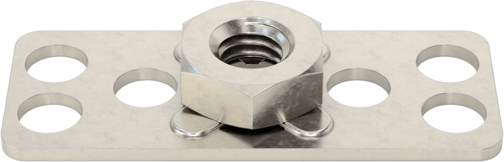 316 Paslanmaz Çelik Dar Tabanlı Yapıştırıcıya Hazır Somunlar, M6 x 1 mm Diş Boyutu, 38 mm Uzunluk x 15 mm Genişlik Taban