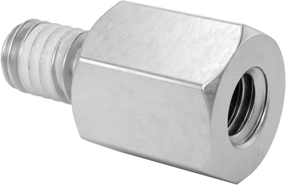 Diş Kilitlemeli Erkek-Dişi Dişli Altıgen Ara Parça, 18-8 Paslanmaz Çelik, 4,5 mm Altıgen Boyutu, 5 mm Uzunluk, M2,5 x 0,45 mm Diş