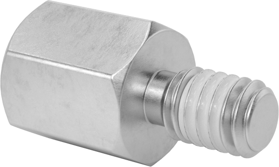 Diş Kilitlemeli Erkek-Dişi Dişli Altıgen Ara Parça, 18-8 Paslanmaz Çelik, 4,5 mm Altıgen Boyutu, 5 mm Uzunluk, M2,5 x 0,45 mm Diş
