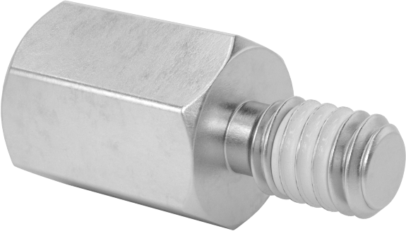 Diş Kilitlemeli Erkek-Dişi Dişli Altıgen Ara Parça, 18-8 Paslanmaz Çelik, 4,5 mm Altıgen Boyutu, 6 mm Uzunluk, M2,5 x 0,45 mm Diş