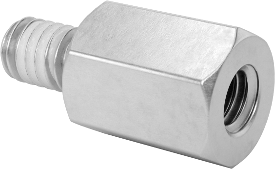 Diş Kilitlemeli Erkek-Dişi Dişli Altıgen Ara Parça, 18-8 Paslanmaz Çelik, 4,5 mm Altıgen Boyutu, 6 mm Uzunluk, M2,5 x 0,45 mm Diş