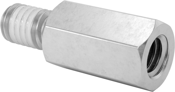 Diş Kilitlemeli Erkek-Dişi Dişli Altıgen Ara Parça, 18-8 Paslanmaz Çelik, 4,5 mm Altıgen Boyutu, 8 mm Uzunluk, M3 x 0,5 mm Diş Boyutu