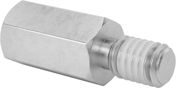 Diş Kilitlemeli Erkek-Dişi Dişli Altıgen Ara Parça, 18-8 Paslanmaz Çelik, 4,5 mm Altıgen Boyutu, 8 mm Uzunluk, M3 x 0,5 mm Diş Boyutu