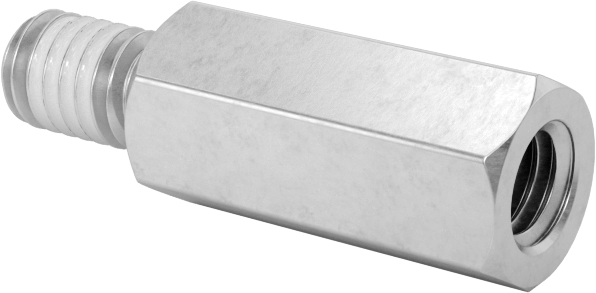 Diş Kilitlemeli Erkek-Dişi Dişli Altıgen Ara Parça, 18-8 Paslanmaz Çelik, 4,5 mm Altıgen Boyutu, 10 mm Uzunluk, M3 x 0,5 mm Diş Boyutu