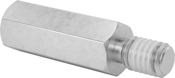 Diş Kilitlemeli Erkek-Dişi Dişli Altıgen Ara Parça, 18-8 Paslanmaz Çelik, 4,5 mm Altıgen Boyutu, 12 mm Uzunluk, M3 x 0,5 mm Diş Boyutu