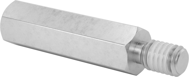 Diş Kilitlemeli Erkek-Dişi Dişli Altıgen Ara Parça, 18-8 Paslanmaz Çelik, 4,5 mm Altıgen Boyutu, 16 mm Uzunluk, M3 x 0,5 mm Diş Boyutu