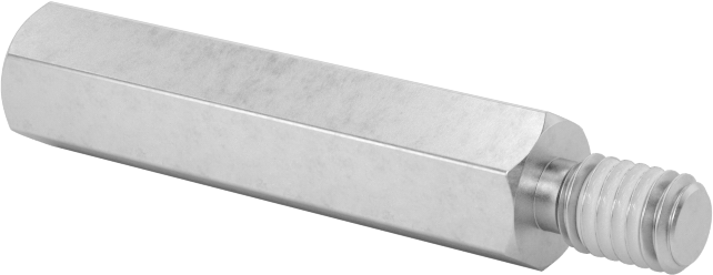 Diş Kilitlemeli Erkek-Dişi Dişli Altıgen Ara Parça, 18-8 Paslanmaz Çelik, 4,5 mm Altıgen Boyutu, 20 mm Uzunluk, M3 x 0,5 mm Diş Boyutu