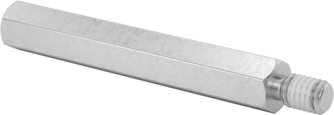 Diş Kilitlemeli Erkek-Dişi Dişli Altıgen Ara Parça, 18-8 Paslanmaz Çelik, 4,5 mm Altıgen Boyutu, 30 mm Uzunluk, M3 x 0,5 mm Diş Boyutu
