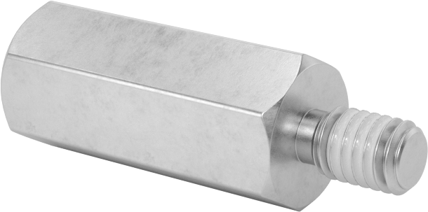 Diş Kilitlemeli Erkek-Dişi Dişli Altıgen Ara Parça, 18-8 Paslanmaz Çelik, 6 mm Altıgen Boyut, 14 mm uzunluk, M3 x 0,5 mm Diş Boyutu