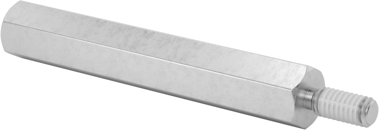 Diş Kilitlemeli Erkek-Dişi Dişli Altıgen Ara Parça, 18-8 Paslanmaz Çelik, 8 mm Altıgen Boyut, 51 mm Uzunluk, M4 x 0,7 mm Diş Boyutu