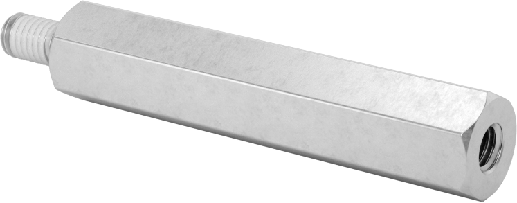 Diş Kilitlemeli Erkek-Dişi Dişli Altıgen Ara Parça, 18-8 Paslanmaz Çelik, 10 mm Altıgen Boyutu, 51 mm Uzunluk, M5 x 0,8 mm Diş Boyutu