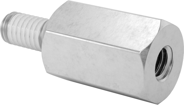 Diş Kilitlemeli Erkek-Dişi Dişli Altıgen Ara Parça, 18-8 Paslanmaz Çelik, 13 mm Altıgen Boyut, 20 mm Uzunluk, M6 x 1 mm Diş Boyutu