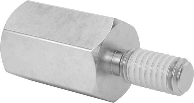 Diş Kilitlemeli Erkek-Dişi Dişli Altıgen Ara Parça, 18-8 Paslanmaz Çelik, 13 mm Altıgen Boyut, 20 mm Uzunluk, M6 x 1 mm Diş Boyutu