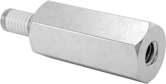 Diş Kilitlemeli Erkek-Dişi Dişli Altıgen Ara Parça, 18-8 Paslanmaz Çelik, 13 mm Altıgen Boyut, 30 mm Uzunluk, M6 x 1 mm Diş Boyutu