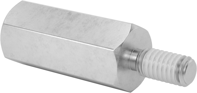 Diş Kilitlemeli Erkek-Dişi Dişli Altıgen Ara Parça, 18-8 Paslanmaz Çelik, 13 mm Altıgen Boyut, 30 mm Uzunluk, M6 x 1 mm Diş Boyutu