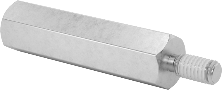 Diş Kilitlemeli Erkek-Dişi Dişli Altıgen Ara Parça, 18-8 Paslanmaz Çelik, 13 mm Altıgen Boyut, 51 mm Uzunluk, M6 x 1 mm Diş Boyutu