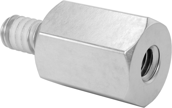 Diş Kilitlemeli Erkek-Dişi Dişli Altıgen Ara Parça, 18-8 Paslanmaz Çelik, 3/16" Altıgen Boyut, 1/4" Uzunluk, 2-56 Diş Boyutu
