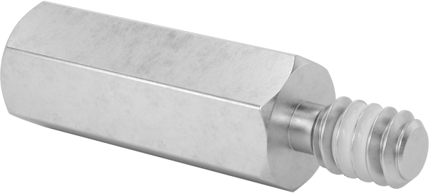 Diş Kilitlemeli Erkek-Dişi Dişli Altıgen Ara Parça, 18-8 Paslanmaz Çelik, 3/16" Altıgen Boyut, 1/2" Uzunluk, 4-40 Diş Boyutu