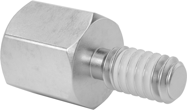 Diş Kilitlemeli Erkek-Dişi Dişli Altıgen Ara Parça, 18-8 Paslanmaz Çelik, 1/2" Altıgen Boyutu, 1/2" Uzunluk, 1/4"-20 Diş Boyutu