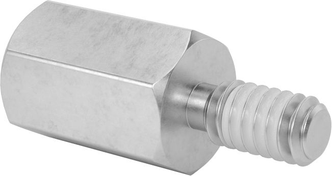 Diş Kilitlemeli Erkek-Dişi Dişli Altıgen Ara Parça, 18-8 Paslanmaz Çelik, 1/2" Altıgen Boyutu, 3/4" Uzunluk, 1/4"-20 Diş Boyutu