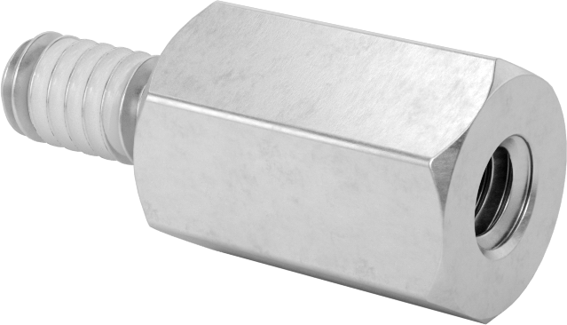 Diş Kilitlemeli Erkek-Dişi Dişli Altıgen Ara Parça, 18-8 Paslanmaz Çelik, 1/2" Altıgen Boyutu, 3/4" Uzunluk, 1/4"-20 Diş Boyutu