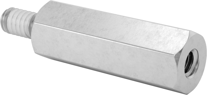 Diş Kilitlemeli Erkek-Dişi Dişli Altıgen Ara Parça, 18-8 Paslanmaz Çelik, 1/2" Altıgen Boyutu, 1-1/2" Uzunluk, 1/4"-20 Diş Boyutu